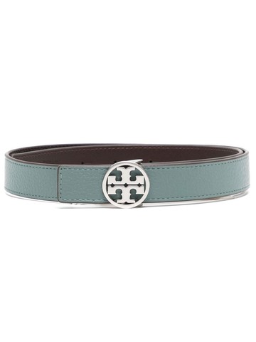 Tory Burch - logo-plaque leather belt - women - CALFSKIN - M - Blue