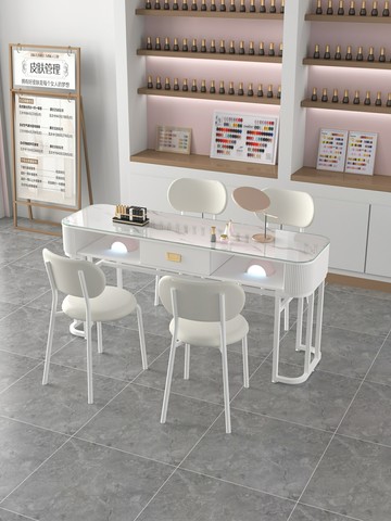 化玻璃美甲桌椅套裝組合特價經濟型單雙人輕奢簡約ins風美甲臺