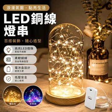 LED銅線燈串🐏防水銅線燈 花束裝飾燈 防水LED燈 線串燈 鈕扣電池燈 led燈 彩燈燈串 電池盒燈 串燈 裝飾燈