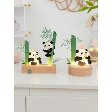 阿楹 國風治愈可愛竹子熊貓生日禮物女生柜子擺件工位客廳小夜燈