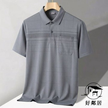 中老年系👴爸爸裝 爸爸短袖 中老年人男裝 阿公上衣 男士夏季POLO衫短袖爸爸T恤翻領寬鬆口袋休閒上衣 送爸爸HLJ