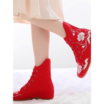 時尚內增高系帶棉靴老北京布鞋