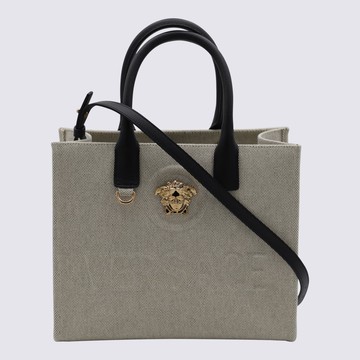 Versace White Cotton Totes