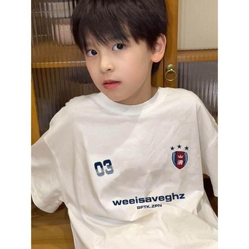 熱銷人氣王💥韓版寬鬆男童短袖T恤夏季2026新款中大童男孩白色純棉圓領上衣服P7MT