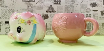【震撼精品百貨】招財貓_招き猫~日本招財貓招福豬系列-招福豬撲滿+杯子粉#11050