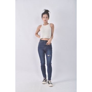 (M) blackburn高腰丹寧牛仔質感藍色長褲二手衣