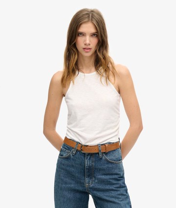 Superdry Women's Ladies Ruched Tank Top, White, Size: 14 Size: 10