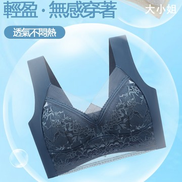 【台灣現貨】大小姐  冰絲無痕運動文胸薄款女士內衣女聚攏防下垂收副乳性感抹蕾絲胸罩