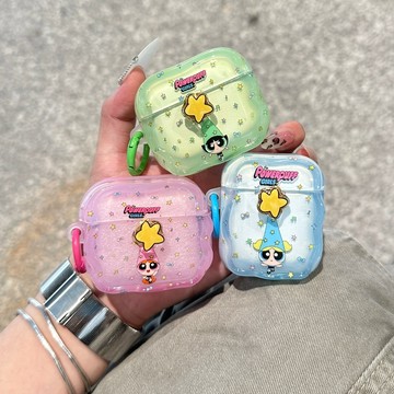 日系 可愛 卡通 飛天小女警 防摔 airpods pro 3代 4 殼 耳機套 耳機殼 1代 2代 加厚 蘋果耳機殼