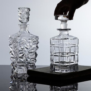 加厚水晶玻璃威士忌酒樽家用洋酒瓶酒吧ktv帶蓋保鮮酒具裝飾擺件