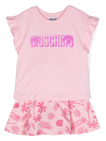 Moschino Kids - logo-print cotton skirt set - kids - Cotton - 10 - Pink
