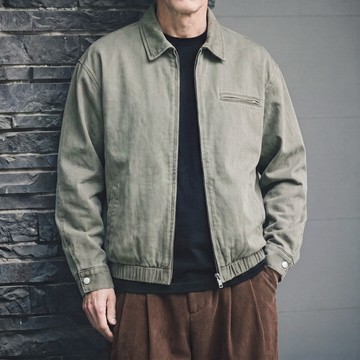 Wuluwear 美式復古底特律工裝夾克男寬鬆阿美咔嘰翻領帆布外套秋