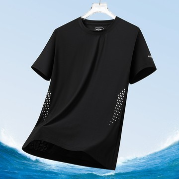 【臺北出貨 M-5XL】冰絲上衣 夏季T恤 夏季短袖 冰爽透氣上衣 男士運動短袖 寬鬆上衣 透氣上衣 休閒運動T恤