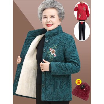 中老年人冬裝棉服奶奶棉衣加絨加厚外套60歲媽媽款棉服老人棉襖女