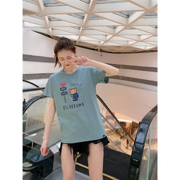 出口日本輕松熊拉拉熊RILAKKUMA懶懶熊可愛純棉夏季百搭短袖T恤