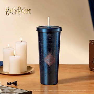 哈利波特系列 不鏽鋼陶瓷易潔層吸管杯850ml