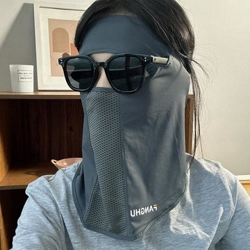 可戴墨鏡夏季防曬掛耳面罩女士薄款透氣開車騎行遮陽冰絲護臂袖套