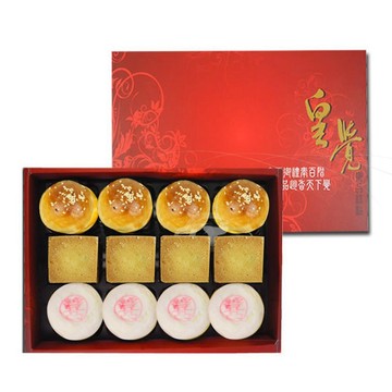 皇覺 預購-中秋臻品系列-經典酥餅12入禮盒3盒組(綠豆椪-葷+蛋黃酥+鳳梨酥)