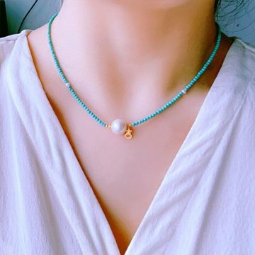 MoonDy 生日禮物 短項鍊 送女友 女生飾品 串珠項鍊 鎖骨鍊 項鍊 珍珠項鍊 珍珠鎖