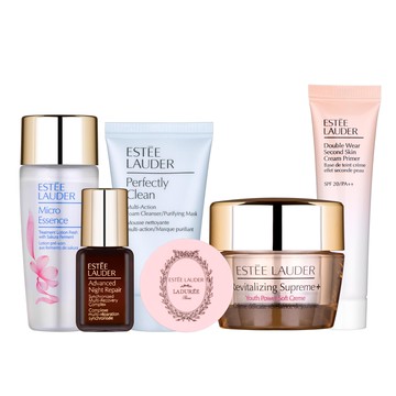 ESTEE LAUDER 雅詩蘭黛 全能妝前保養組(潔面乳+原生露+特潤+膠原霜+乖乖乳+潤唇膏)