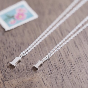 一組兩件) 數字 1 對鍊 純銀 925