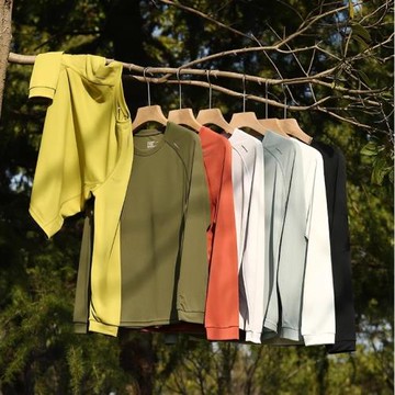 運動好搭檔 高端運動春夏戶外休閑高彈網眼透氣吸濕速干男長袖T恤