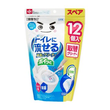 日本LEC-【激落君】可沖式馬桶刷頭補充包12入(日本製)
