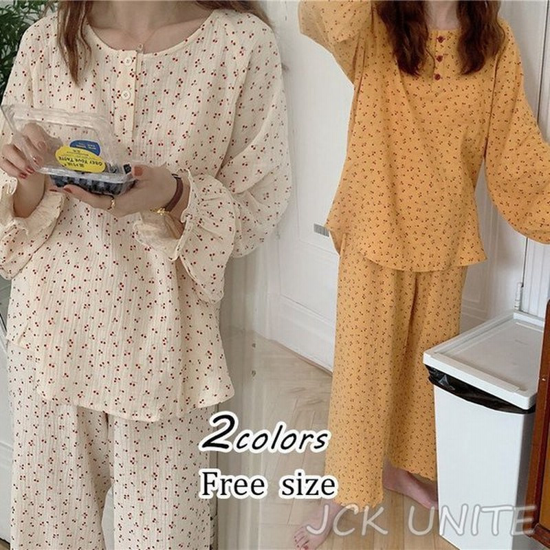 パジャマ レディース 春 秋 長袖 パジャマ ロングパンツ ルームウェア 花柄 さくらんぼ 上下セット パジャマ 可愛い 部屋着 韓国風 寝巻き パジャマ 通販 Lineポイント最大0 5 Get Lineショッピング