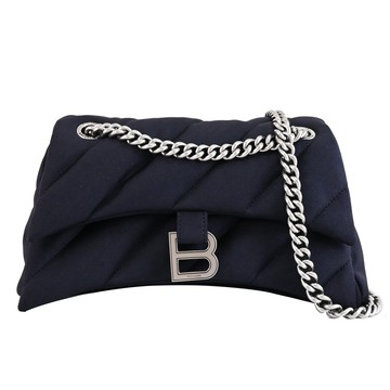 BALENCIAGA 巴黎世家 782088 CRUSH 絎縫布料沙漏包/鍊包.黑