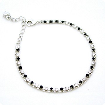 【Charme】純粹黑白 水晶鑽 腳鍊