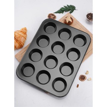 12連圓形不粘瑪芬蛋糕模大小號多連烤盤杯子蛋糕托烤模烘烤模具