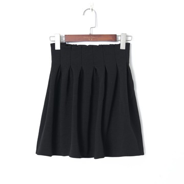 春季女裝時尚韓版簡約純色百褶A字裙松緊高腰顯瘦減齡半身裙