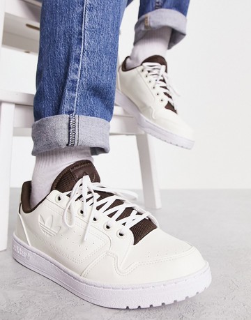 adidas Originals NY90 trainers in white and brown
