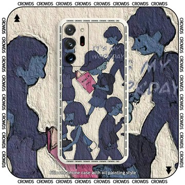 油畫行人匆匆三星note20ultra手機殼三星note10十液態硅膠note10新款note20全包防摔套藝術潮牌歐美小眾網紅