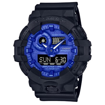 CASIO卡西歐 G-SHOCK 變形蟲錶盤 大膽藍黑配色雙顯錶 GA-700BP-1A