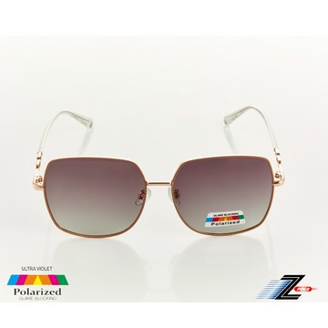 Z-POLS 秀氣高質感茶褐大方框圖騰邊設計 漸層Polarized寶麗萊抗UV400偏光太陽眼鏡(有型好搭配)