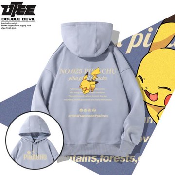 UTEE聯名大偵探皮卡丘衛衣動漫潮牌ins超火網紅男女情侶薄絨外套