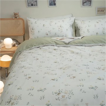 棉床本舖 精梳棉2件組  床包 + 美式信封枕套  單人  小兔仙境 多色