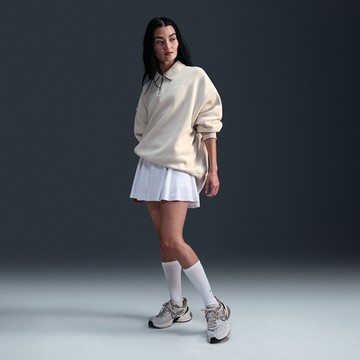 NIKE 長袖上衣 女款 運動 立領 寬鬆版型 AS W NSW PHNX FLC OS QZ PO 米 FZ3208-104 (3S4003)