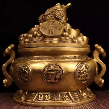 純銅金蟾聚寶盆招財聚財客廳辦公室裝飾品日進斗金如意聚財聚寶盆