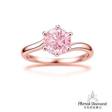 Alesai 艾尼希亞鑽石 1克拉 粉紅鑽石 14K 玫瑰金 鑽戒 培育鑽石 (3EX 車工 粉鑽 FANCY VIVID PINK)