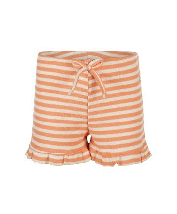 荷葉邊橘白條紋毛巾布短褲74cm