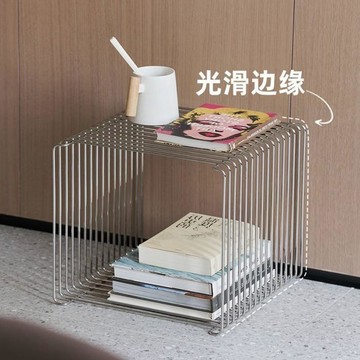 ❤限時免運❤   透明亞克力小推車風客廳邊幾茶几收納櫃中古移動床頭櫃不銹鋼極簡  利南通傢具城