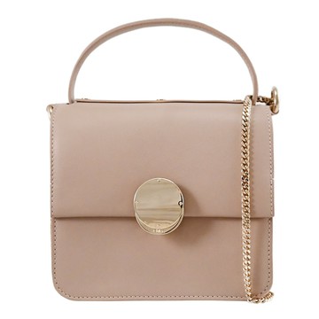 CHLOE Penelope 金屬釦LOGO手提斜背翻蓋鏈帶包.淺褐色