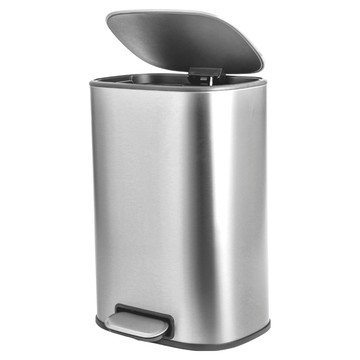 HOLA 和樂家居 緩降踏式不鏽鋼垃圾桶 12L 2230g  30.2 x 25.5 x 42.5cm  銀色  1個