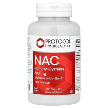 Protocol for Life Balance, NAC，N-乙醯半胱氨酸，600 毫克，100 粒素食膠囊