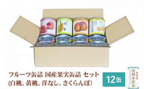 Sanuki フルーツ缶詰 国産果実缶詰 12缶セット(白桃、黄桃、洋なし、さくらんぼ）