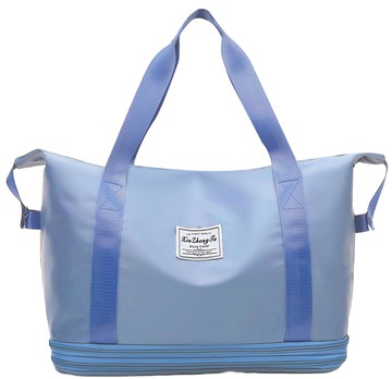 捷華 雙擴展休閒健身旅行袋-藍 大容量  1入  42 x 21 x 32cm