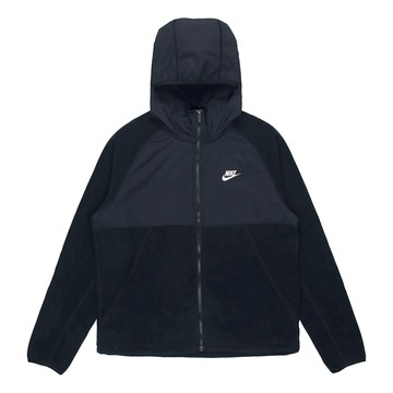 Men's Nike Sportswear Full-Length Zipper Cardigan Hooded Fleece Lined Jacket Black