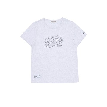 FILA 女短袖圓領T恤-淺麻灰 5TEA-1455-MY